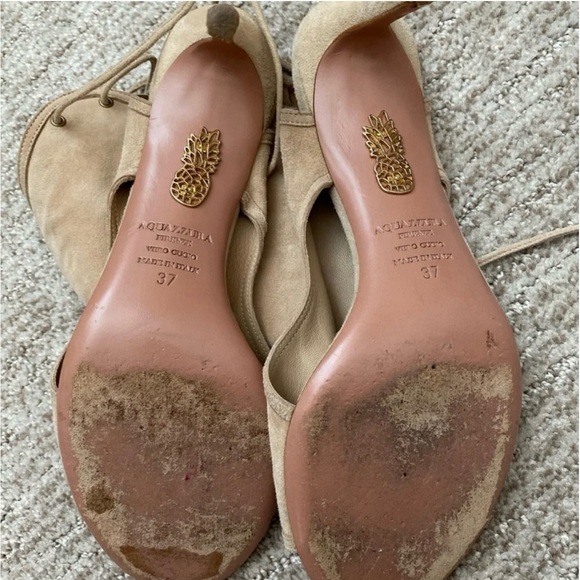 Aquazzura lace up tie suede heels size 37 made in Italy - Picture 5 of 5